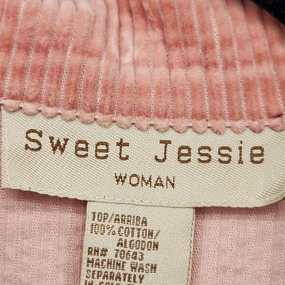 Vtg. Sweet Jessie Woman Mauve Corduroy Floral Button Down Shacket Jacket Plus 2X - Picture 2 of 9
